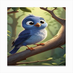 Blue Bird In The Forest Canvas Print