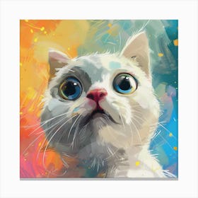 White Cat With Blue Eyes Canvas Print