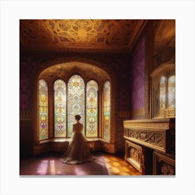 Bride In A Stained Glass Window Canvas Print