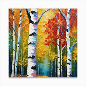 Birch Trees In Autumn 4 Canvas Print