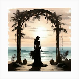 Boho Art Romantic seaside silhouette Canvas Print