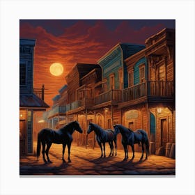 Western Town At Sunset Canvas Print