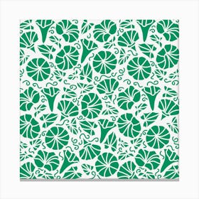 Green and White Morning Glory Wildflowers Canvas Print