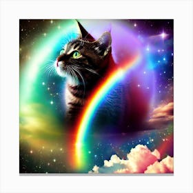 Rainbow cosmic Cat Canvas Print