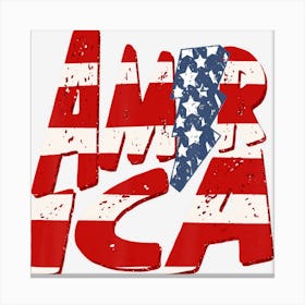 America Stripes Star Lightning Bolt America Canvas Print