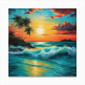 Oceans turquoise depths in hyperrealistic style Canvas Print