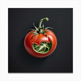 Tomato On Black Background 3 Canvas Print