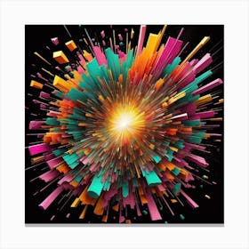An Abstract Color Explosion 1, that bursts with vibrant hues and creates an uplifting atmosphere. Generated with AI, Art style_Scatter,CFG Scale_7.5, Step Scale_50. Canvas Print