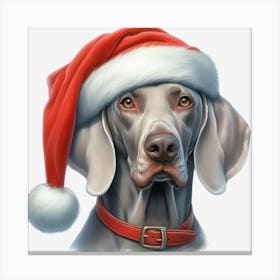 Weimaraner Santa Hat 3 Canvas Print