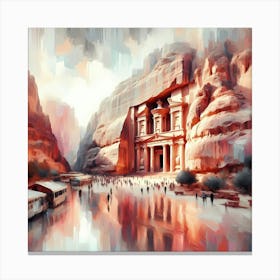 Creative Brush Painting Petra In Jordan 1 Canvas Print