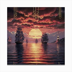 Sunset Over The Ocean 1 Canvas Print