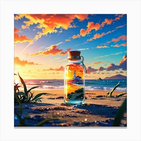 Lighthouse In A Bottle Canvas Print