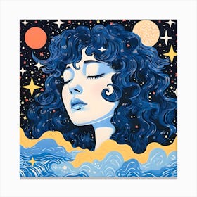 Surreal Risograph Girl, Quirky Modern & Vibrant 3 Canvas Print