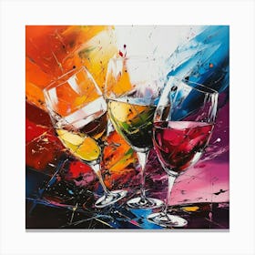 Three Wine Glasses Art Canvas Print