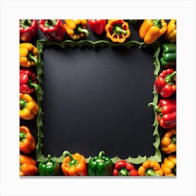 Colorful Peppers In A Frame 29 Canvas Print