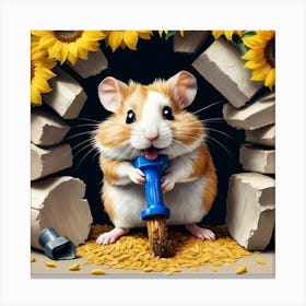 Hamster With Sunflowers 2 Canvas Print