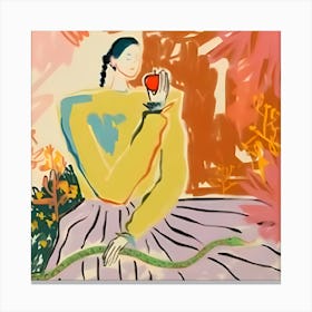 Woman With An Apple Canvas Print