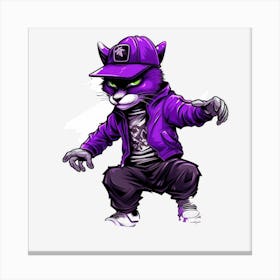 Purple Cat Skateboarder Canvas Print