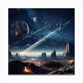 Space Landscape With Planets And Stars 1 Canvas Print