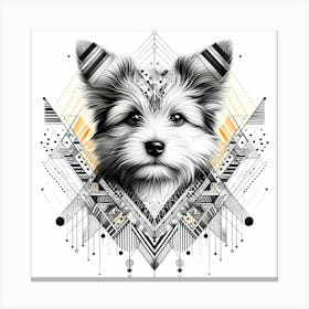 Cute Dog - Abstract Line Art Illustration 147 Canvas Print