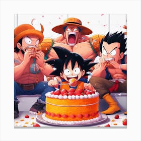 Anime friends angrily eating cake! Canvas Print