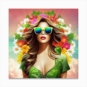 Flower Girl In Sunglasses 2 Canvas Print