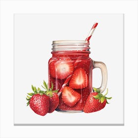 Strawberry Juice In A Mason Jar 2 Canvas Print