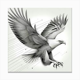 Eagle Landing Pencil Drawing - Wild Bird Artwork 166 Canvas Print