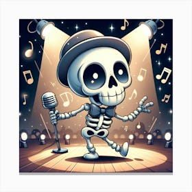 Cartoon Skeleton Singing Canvas Print