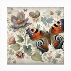 Victorian Butterfly Naturalist Illustration I Canvas Print