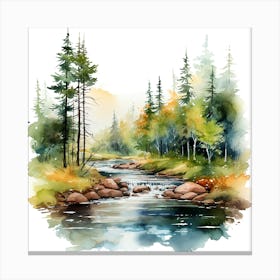 Watercolor Of A River 7 Canvas Print