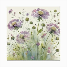 Cosmos flower plants painting art print Canvas Print