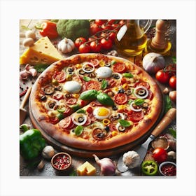 Pizza With Vegetables 1 Canvas Print