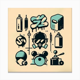 Graffiti Icon Set Canvas Print