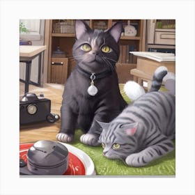 Cats On The Table Canvas Print