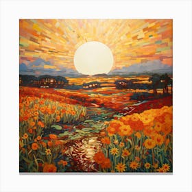 Sunset In The Meadow 1 Canvas Print