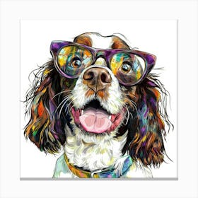 Dog With Glasses 35 Canvas Print