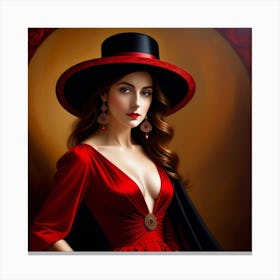 Beautiful Woman In Red Dress 3 Canvas Print