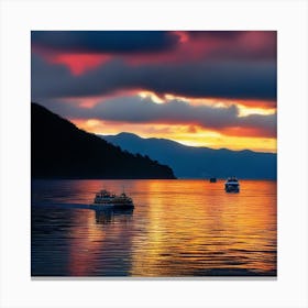 Sunset On Lake Taupo Canvas Print