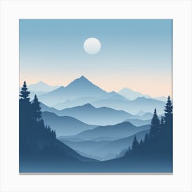 Misty mountains background in blue tone 5 Canvas Print