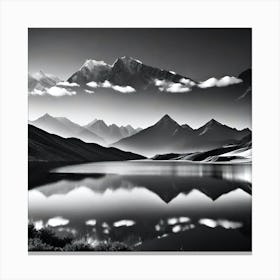 Black And White Mountain Landscape 10 Canvas Print