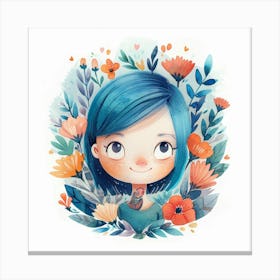 Girl With Blue Hair 7 Canvas Print