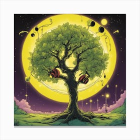Cosmic Tree With Headphones 1 Canvas Print