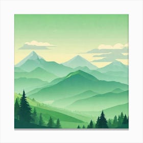 Misty mountains background in green tone 191 Canvas Print