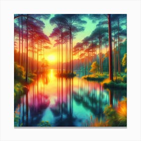 Sunset In The Forest 27 Canvas Print