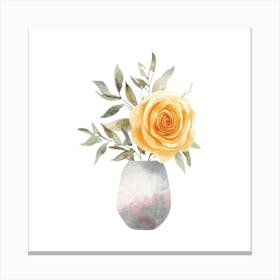 Yellow Rose In Vase Canvas Print