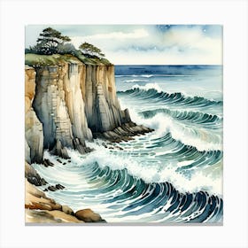 Watercolor Of Cliffs 1 Canvas Print