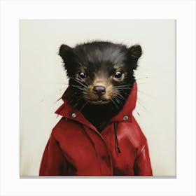 Bear In Red Coat Canvas Print