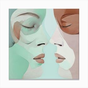 2 Destorted Abstract Faces Coming Togeather As One Image Canvas Print