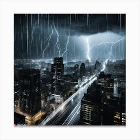 Lightning In The Dark City 2 Canvas Print